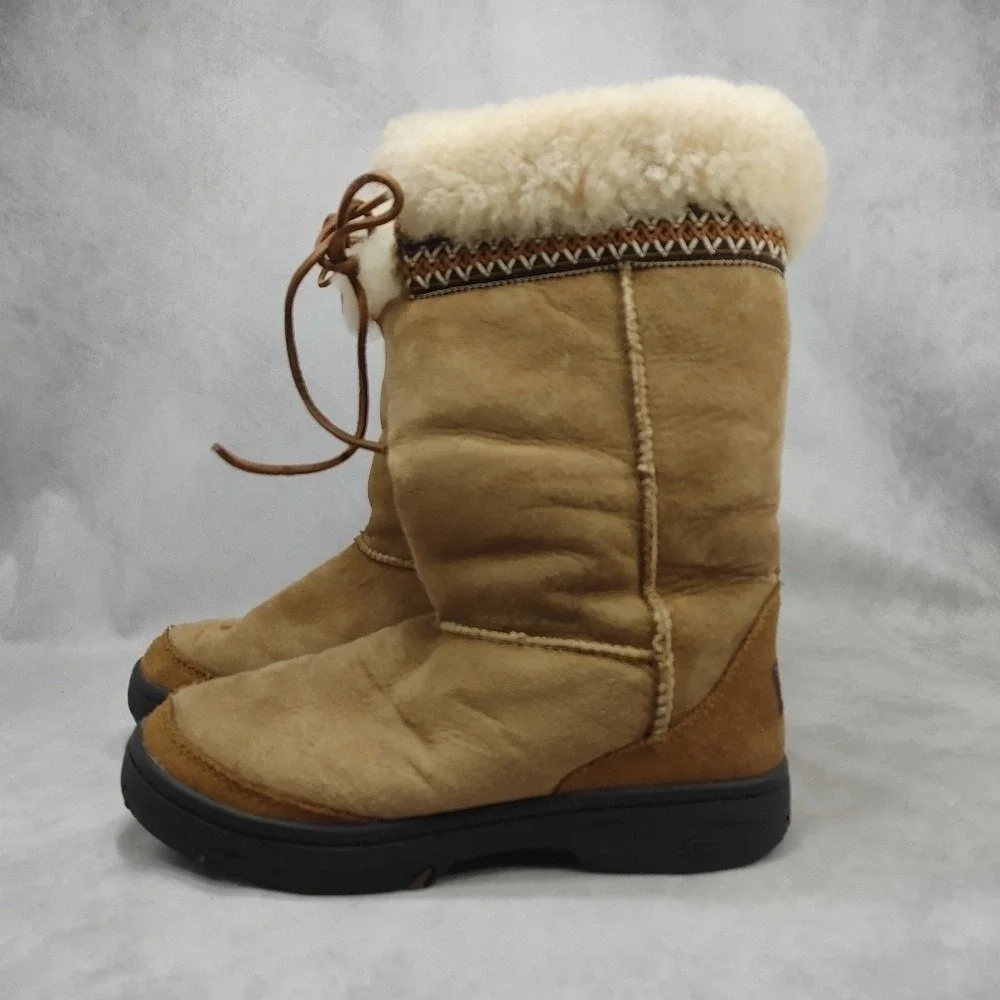 UGG Australia Ultimate Cuff Women's Boots Tasman Braided Detail Tan‎ Chestnut 7